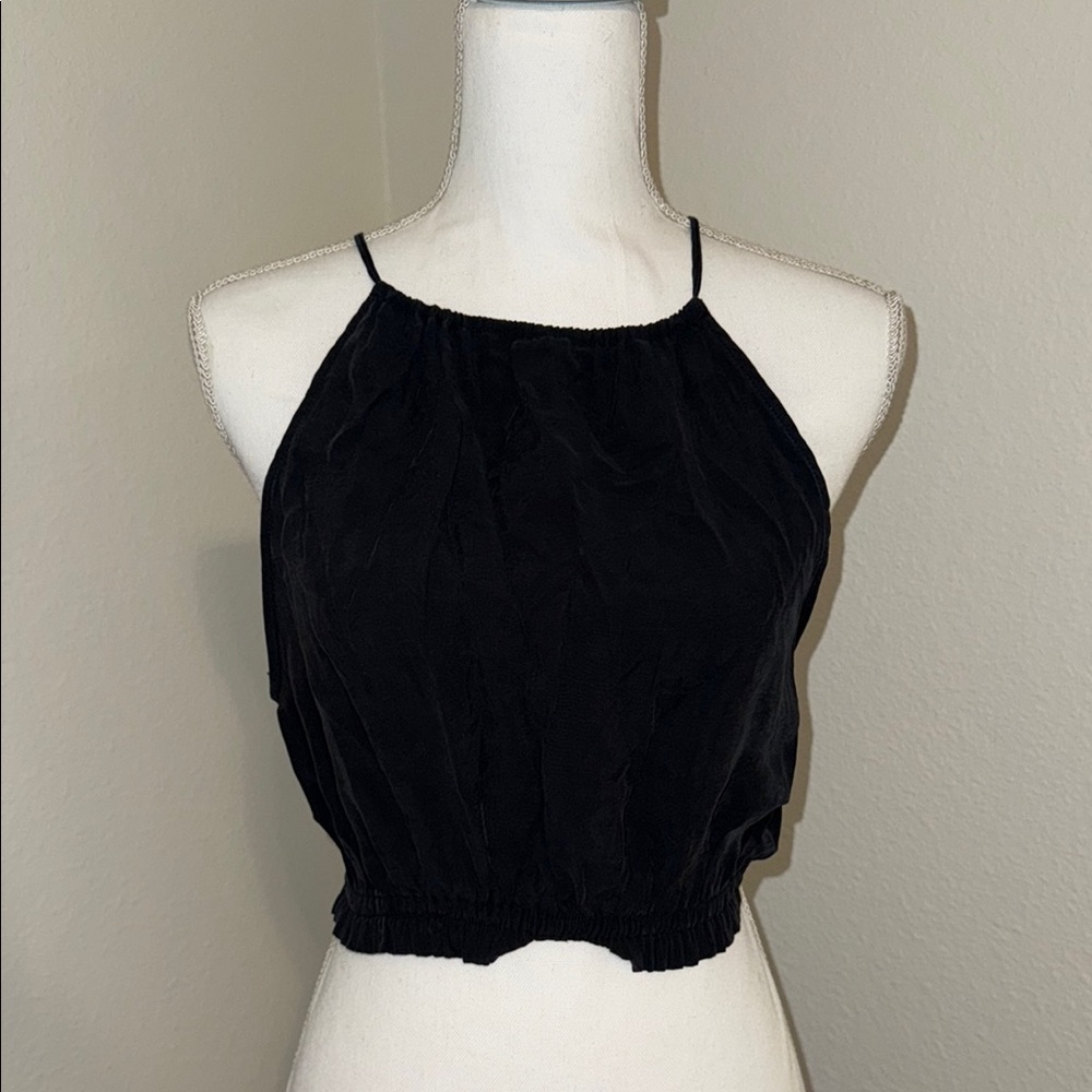 Zara Black Sleeveless Fitted Crop Tank Top